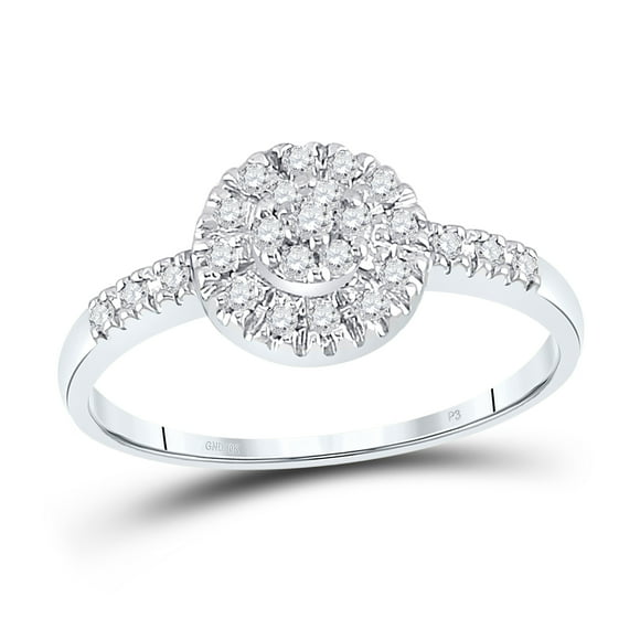 10kt White Gold Womens Round Diamond Cluster Ring 1/5 Cttw