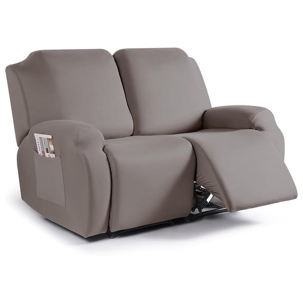 Nvzi Funda de sofá elástica de jacquard, funda de sillón reclinable para sala de estar, fácil de instalar, lavable, protector de sofá de 2 plazas (gris y marrón)