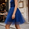 thumbnail image 6 of Women's Pleated Ruffle Tulle Skirts Elastic High Waist Flared A Line Mesh Skirts Cocktail Carnivals Party Short Tutus, 6 of 9