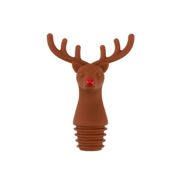 TrueZoo Reindeer Silicone Wine Stopper, Wine Accessories, Set of 1, Brown