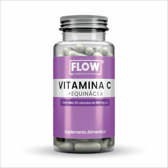 Suplemento FLOW - Vitamina C y Equinácea con 90 cápsulas de 500 mg c/u
