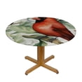 thumbnail image 3 of Awypu  Round Fitted Tablecloth Christmas Holly Leaf Red Birds Table Cloth with Elastic Edged Waterproof Wipeable Round Table Cover for Patio Parties Outdoor Decor White, 3 of 7