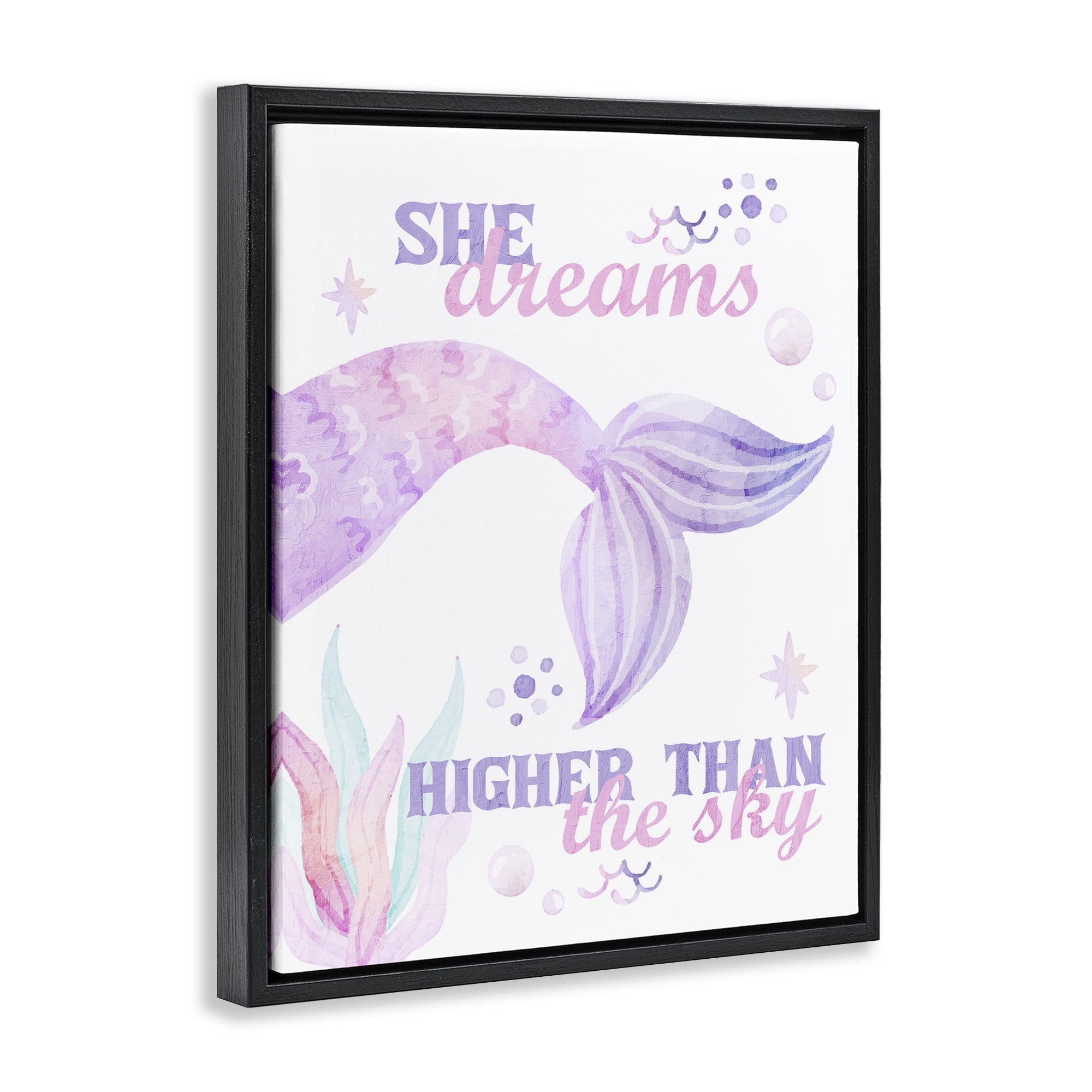 She Dreams Higher Than The Sky Black Framed Floater Canvas Wall Art, design by Kim Allen