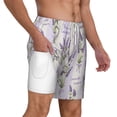 thumbnail image 3 of Goofa Lavender Flowers Printed Men's Swim Trunks Board Shorts Quick Dry Mens Swimming Trunks with Compression Liner,Breathable Fit Hawaii Beach Shorts-X-Large, 3 of 9