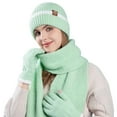 thumbnail image 2 of Tittly Winter Hats Beanie Women's Winter Hat Scarf Gloves Three Piece Set Fashionable And Versatile Ear Head Cover Cold And Warm Knit Wool Hat Skull Caps Hats for Women Mint Green One Size, 2 of 3