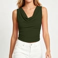 thumbnail image 5 of VBVC Women's Cowl Neck Ruched Tank Top , Ladies' Stretch Fitted Going Out Cami , Summer Sleeveless Business Work Blouse For Women,Army Green,S-2XL, 5 of 6