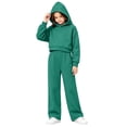 thumbnail image 3 of Girls Boys Classic 2pcs Sweatsuit Fleece Tracksuit Pullover Hooded Sweatshirts and Drawstring Wide Leg Sweatpants Activewear, 3 of 8