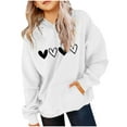 thumbnail image 2 of WQNVRNR Kids Valentine's Day Hoodie- Heart Long Sleeve Casual Fleece-Lined Sweatshirt with Pocket White Size 14, 2 of 6
