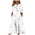 thumbnail image 1 of Robe Maxi Grande Taille Robe à Manches Courtes Col en V pour Femmes Robe Décontractée Imprimée avec Poches Robe à Manches Courtes en Liquidation, 1 of 6