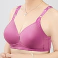 thumbnail image 2 of Women's Bras No Wire Fashion Plus Size Bra Comfortable Breathable Underwear V-Neck Lightly Lined Bra Feature Hook and Eye Closure Push-up Bra Style Y-438 , Red XL, 2 of 5