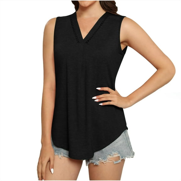 Mittory Womens Tank Tops Loose Fit Casual V Neck Shirts Flowy Sleeveless Summer Tops