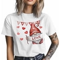 thumbnail image 1 of Camisetas para hombre, camiseta de algodón con cuello redondo y diseño de gnomo de San Valentín, manga corta, con bandera de corazón., 1 of 8