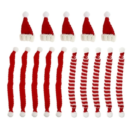 

15Pcs Christmas Mini Santa Hat Wine Bottle Cover Christmas Miniature Scrarves