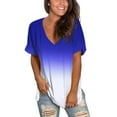 thumbnail image 3 of Patlollav Womens Print Casual Gradient V-Neck Short Sleeve Loose T-Shirt Tops, 3 of 6