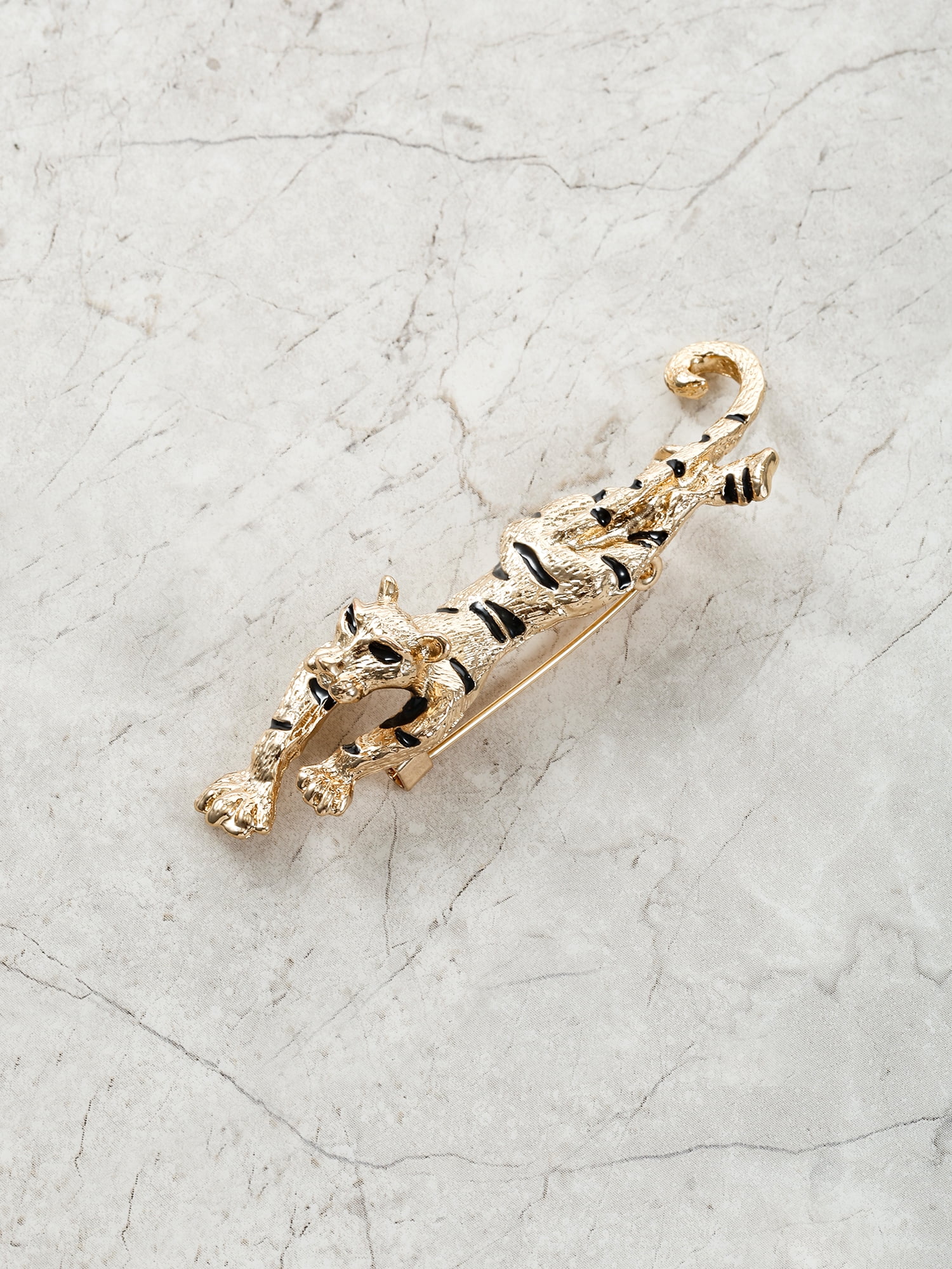 Time and Tru Goldtone Tiger Brooch, 1 Piece