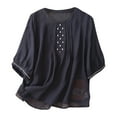 thumbnail image 2 of LiMoi Women Summer Blouses Boho Womens 3/4 Sleeve Tops 2026 Plus Size Tops for Women Cheap Plain Shirts for Women New & Trending, 2 of 8
