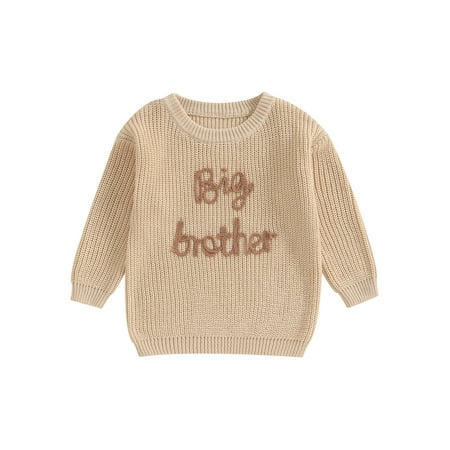 

Bagilaanoe Toddler Baby Boy Knitted Sweater Long Sleeve Letter Embroidery Pullover 12M 18M 24M 3T 4T 5T Kids Warm Jumpers Tops Fall Loose Knitwear