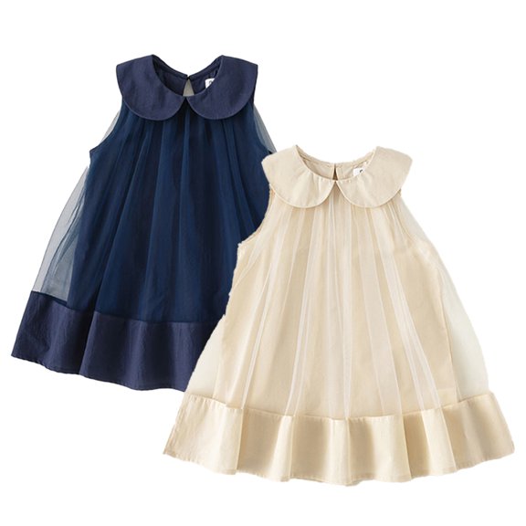 LYMAYTER Kids Baby Girls Sweet Dresses Toddler Doll Collar Princess Party Dress for 12m-8 Years Summer Cotton Sleeveless Sundress Dress