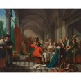 thumbnail image 2 of Jan Josef Horemans The Elder 24x20 Black Ornate Framed Double Matted Museum Art Print Titled: An Elegant Dinner Party in an Arcade (1744), 2 of 5