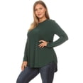 thumbnail image 2 of Pastel by Vivienne Women's Basic Long Sleeve Top in Plus Size Hunter-Green X-Large, 2 of 4