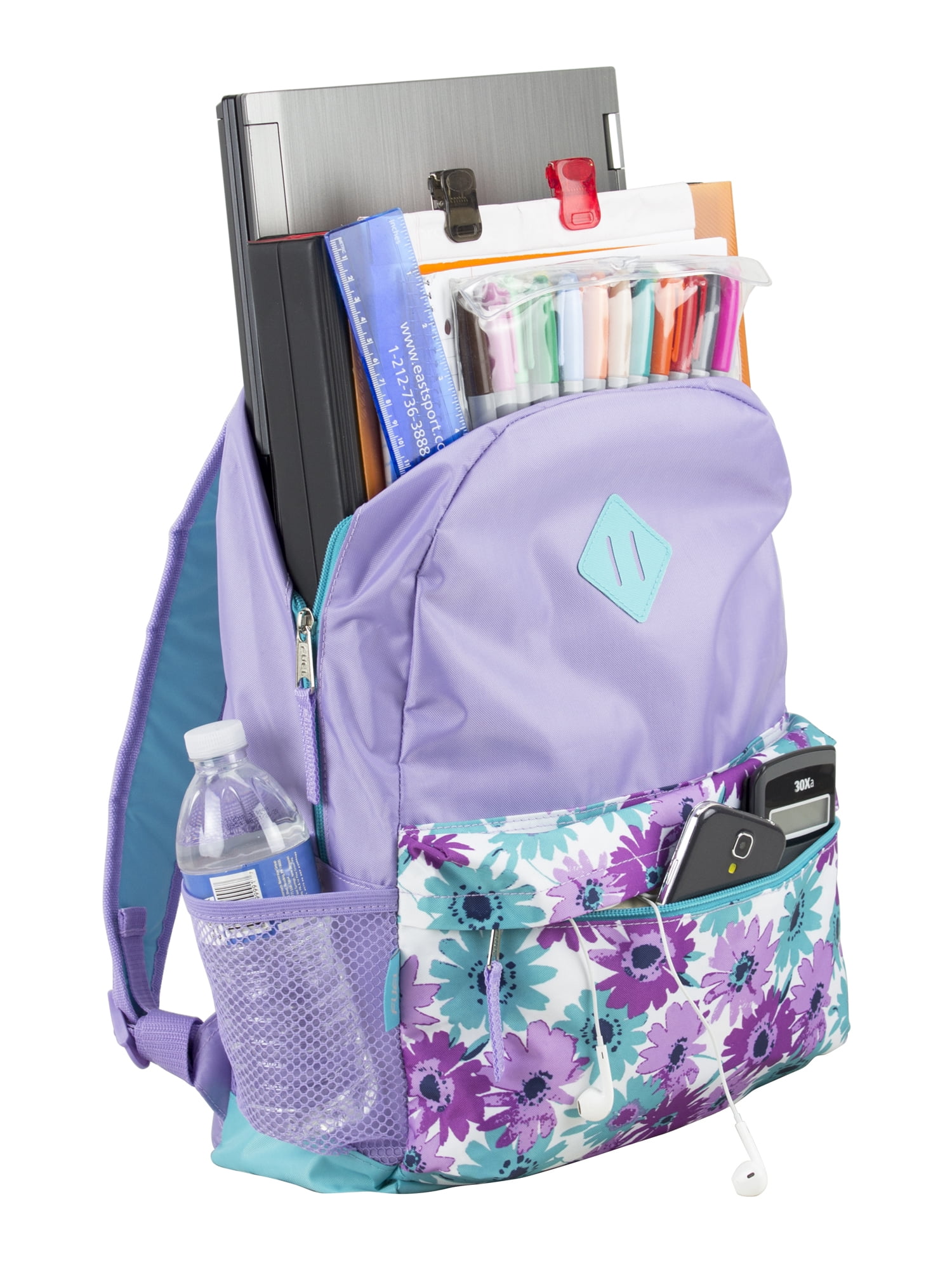Eastsport Classic Dome Backpack with Matching Pencil Case, Lavender Flowers