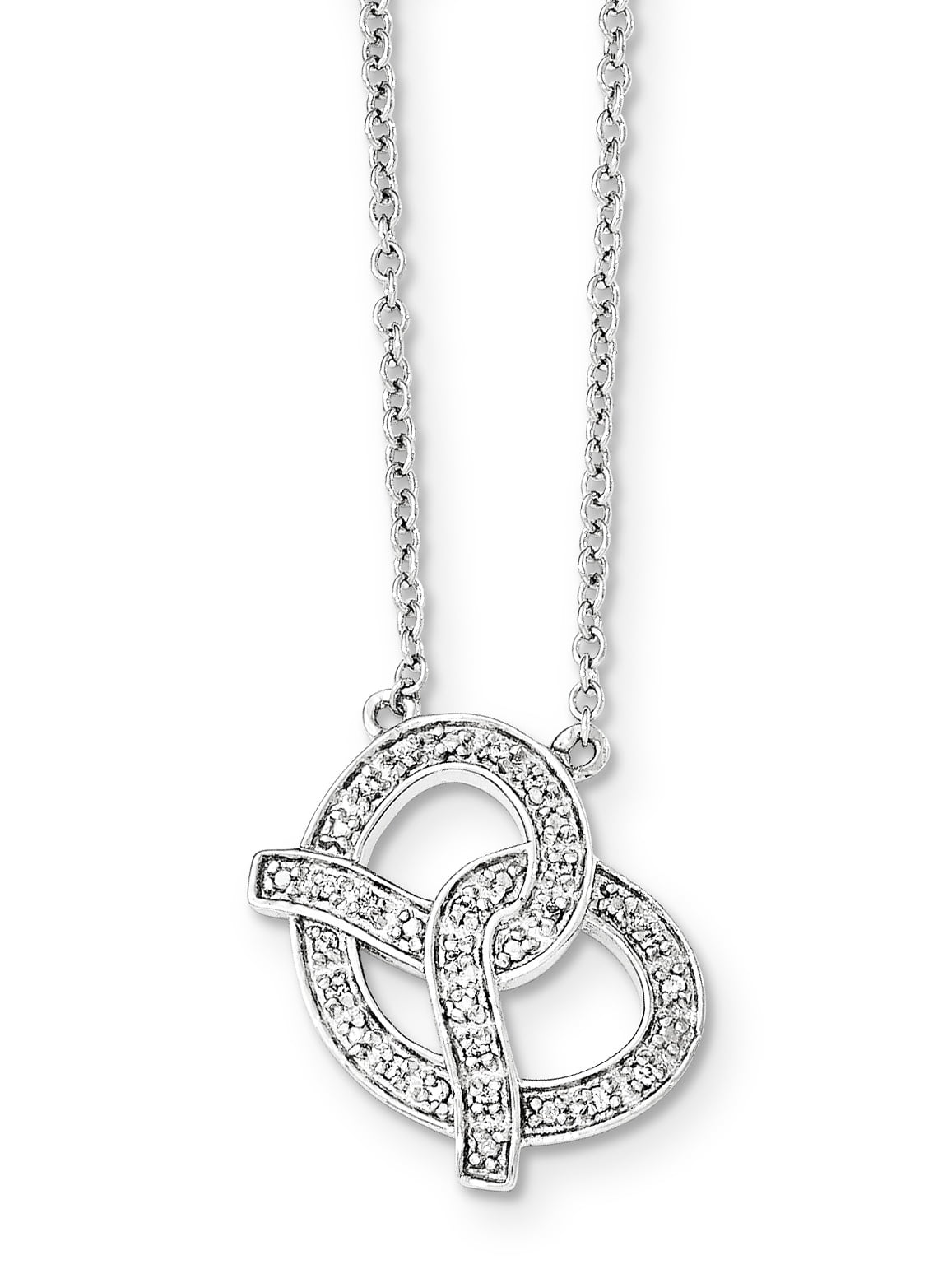 CoutureJewelers Sterling Silver & CZ Love Knot Necklace 