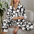 thumbnail image 5 of KLL Cartoon Penguin Print Women's Long Sleeve Pajamas with Pants Sleepwear Loungewear 2 Set-X-Large, 5 of 7