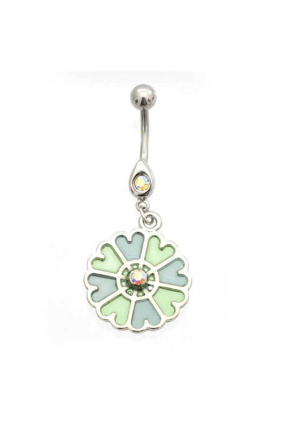 Pastel Flower Dangler Belly Button Ring(14 gauge)