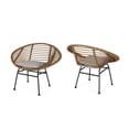thumbnail image 4 of Christopher Knight Home Aleah Outdoor Woven Faux Rattan Chairs With Cushions (Set Of 2), Light Brown And Beige Finish, 4 of 6
