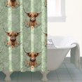 Highland Cow and Flower Print Waterproof Shower Curtain, Opaque ...