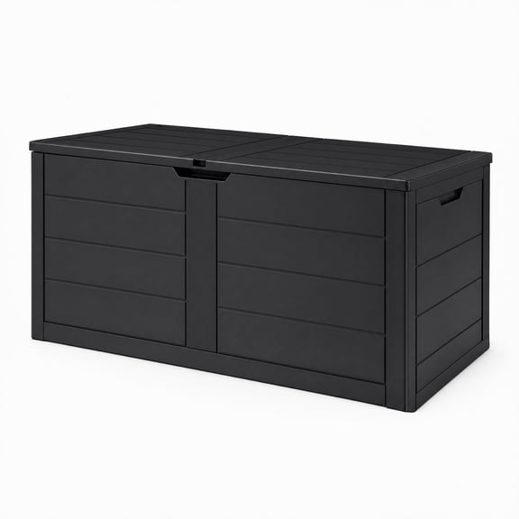 Nnovaroom 70-Gallon Outdoor Storage Box, Deck Box, Outdoor Storage Bench with Lock-Ready Latch, Black