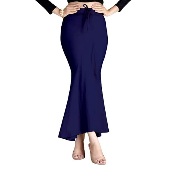 eloria Navy Blue Cotton Blended Shape Wear for Saree Petticoat Skirts for Women Flare Saree Shapewear