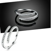 WHAMVOX Sterling Silver Open Ring for Women Adjustable and Waterproof with Tiny Diamonds Silver Size 6 9