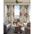 thumbnail image 6 of Vintage Pink Red Floral Blackout Curtains for Bedroom Living Room Darkening Curtains 63 Inches Long Farmhouse Flower Green Leaf Window Curtain 2 Panels Set Window Treatment Grommet Drapes 52"x63", 6 of 9