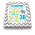 thumbnail image 2 of Personalized Canvas Birth Announcement Nursery Decor Gift, Elephant Design, Custom Name, Date, Weight & Length, Unique Boys & Girls Baby Shower Wall Art Presents, Color Gray # 13, Size - 11X14, 2 of 5