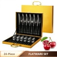 thumbnail image 1 of Amdohai 24-Piece Flatware Set Stainless Steel Tableware Cutlery Set Service for 6 with High-grade Storage Case for Home Kitchen Restaurant Hotel, 1 of 8