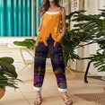 thumbnail image 5 of Halloween Jumpsuits for Women Linen Oversized Sleeveless Dressy Floral Print Adjustable Strap Rompers, 5 of 6