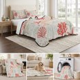 thumbnail image 6 of Twin Quilt Set 68''x86'', Red Orange Coastal Lightweight Bedspread Coverlet Set with 2 Pillow Shams, Summer Beach Starfish Coral Nautical Rustic Breathable All Season Quilt Bedding for Dorm/Bedroom, 6 of 9