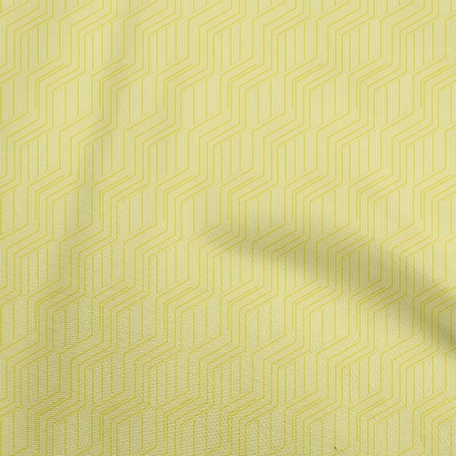 oneOone Polyester Spandex Yellow Fabric Abstract Stripe Sewing Material Print Fabric By The Yard 56 Inch Wide