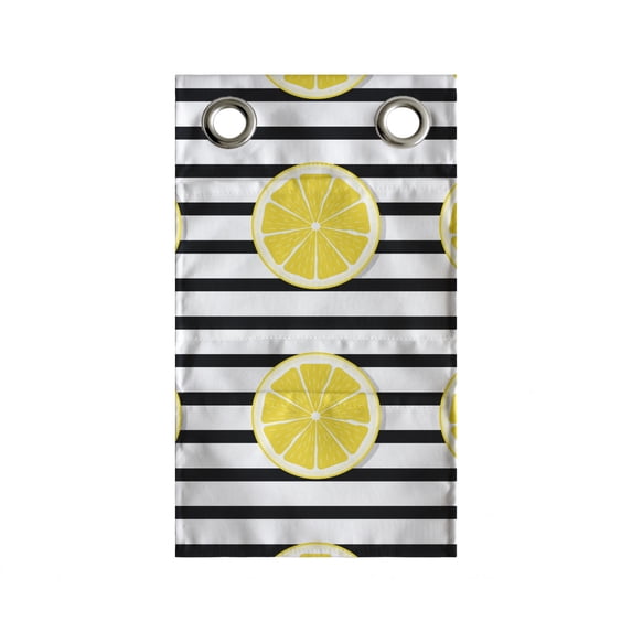 Lemons Hanging Pocket Organizer, Citrus Fruits in Slices Pattern on Symmetrical Striped Background, Printed Polyester Storage Bag with Pockets, 9" x 16", Yellow Charcoal Grey