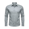 thumbnail image 3 of JTieacloth Classic Casual Long Sleeve Shirt Solid Color Button Down Collar Formal Business Wear Comfortable Daily Top Dress Shirts Gray, 3 of 3