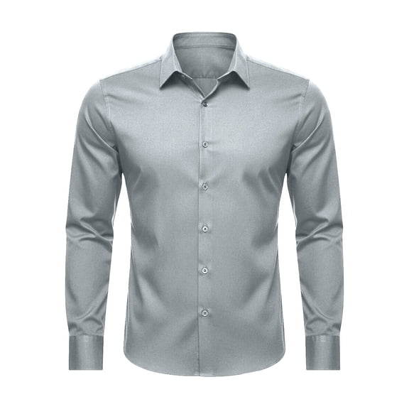 JAJAHO Mens Dress Shirts Long Sleeve Collared Classic Fit Solid Color Formal Business Wear Wedding Button Down Shirt Versatile Tops