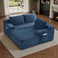 thumbnail image 6 of 96" L-Shaped Sectional Sofa, Oversized Modular Corduroy Couch with Chaise Lounge & 2 Throw Pillows, No Assembly Convertible Corner Sofa for Living Room Apartment,Blue, 6 of 9