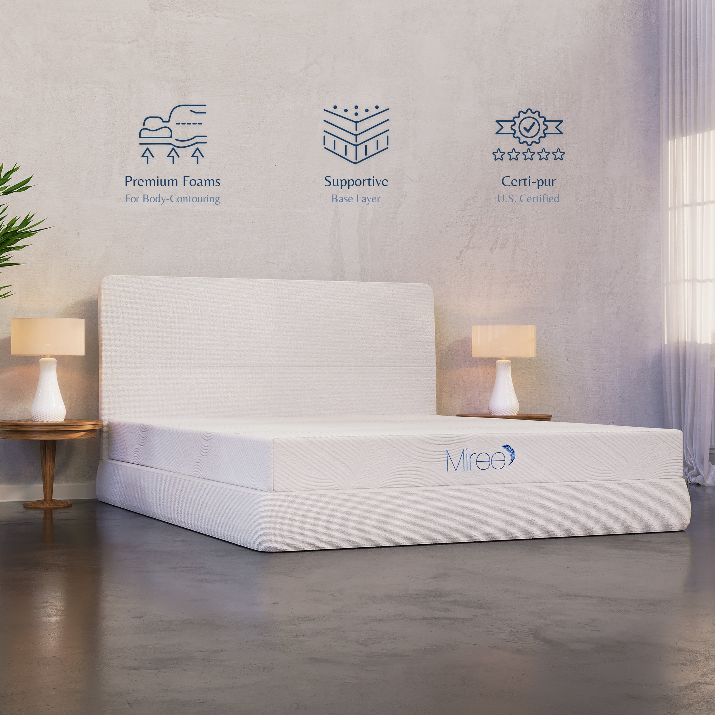 Miree 8" Queen Medium Tight Top Cooling Gel Memory Foam Mattress in a Box