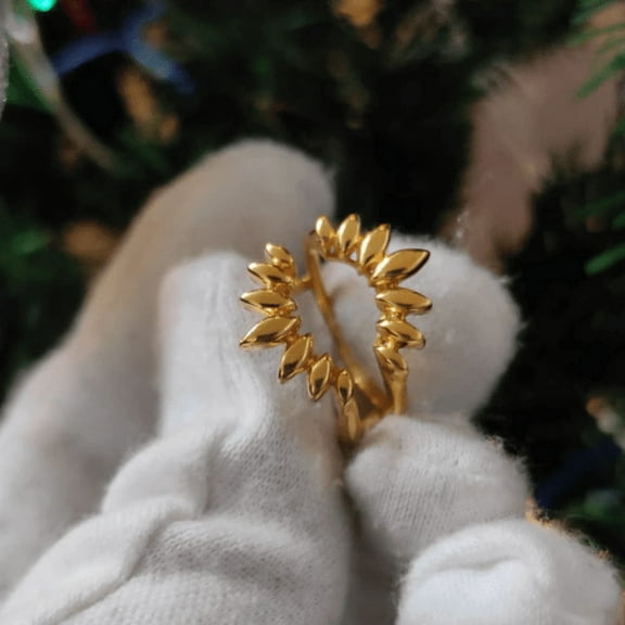 Sunburst Classic Ring Enhancer- Plain Ring Guard in 14K Yellow Gold Vermeil