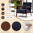 thumbnail image 4 of PORKISS Accent Chair Mid Century Modern Arm Chair with Wood Frame and Pillow, Corduroy Reading Armchair for Bedroom Living Room Office, Blue, 4 of 10