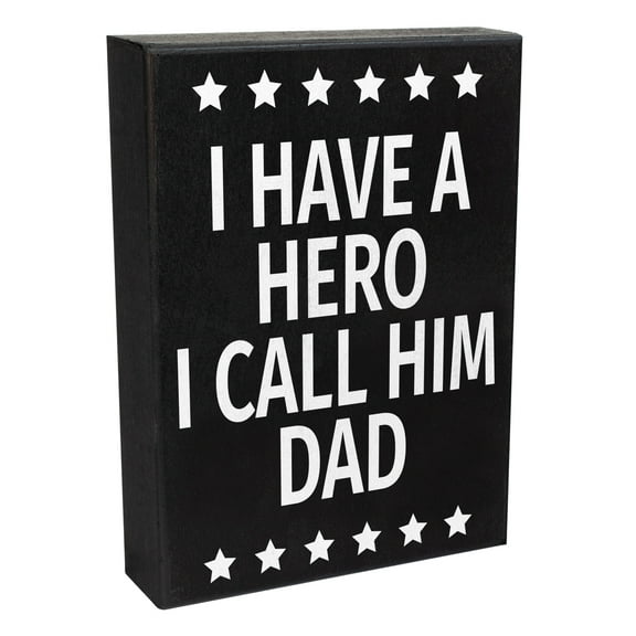 JennyGems Dad Gift, I Have a Hero I Call Him Dad Sign, Gift for Dad From Daughter Son, Father's Day Gift, Made in USA