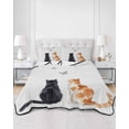 thumbnail image 2 of Quilts Queen Size Bedding Set, Orange Black Cat Reversible Summer Quilt 3 Pieces, Modern Simple Cute Animals Butterfly Lightweight Bedspreads Coverlets with 2 Pillow Shams for All Seasons, 2 of 5