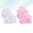 thumbnail image 4 of Gymnture winter 2 Pairs Baby Socks Lace Socks Keep Warm Breathable Bow-knot Stockings (White + Pink Size S Fit for 0-1 Years Old), 4 of 10