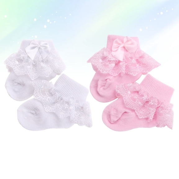 SEWCHICS 2 Pairs Baby Girl Newborn Cotton Stockings Soft Breathable Socks for Autumn Season